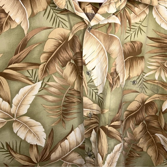 Vintage Medium Pierre Cardin Hawaiian Short Beige Olive Tropical Print Mens - Picture 9 of 14